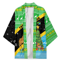 Tanzania Christmas Kimono with Giraffe Christmas Tree Snowflakes and Flag - Wonder Print Shop