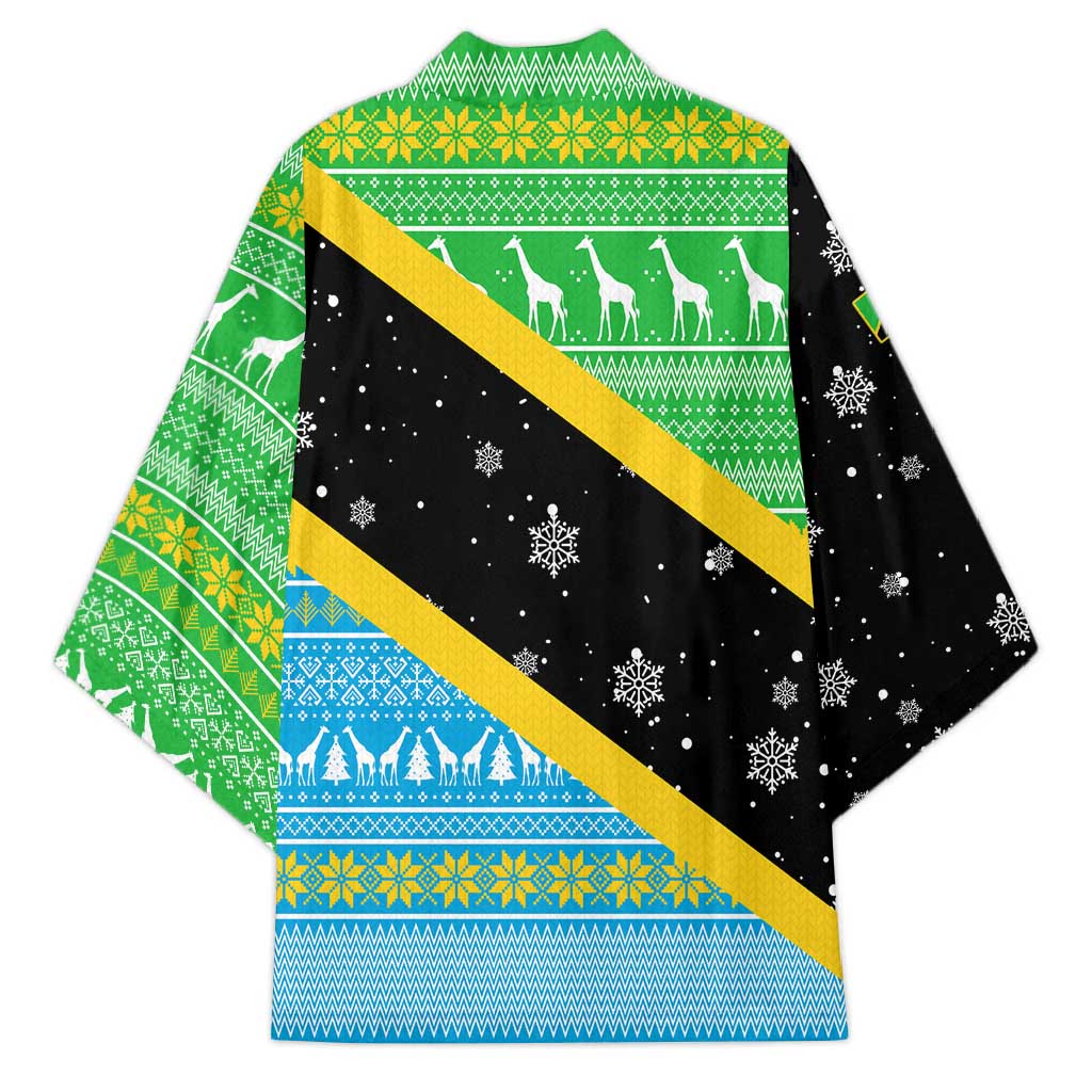 Tanzania Christmas Kimono with Giraffe Christmas Tree Snowflakes and Flag - Wonder Print Shop