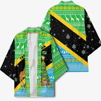 Tanzania Christmas Kimono with Giraffe Christmas Tree Snowflakes and Flag - Wonder Print Shop
