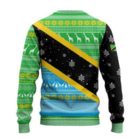 Tanzania Christmas Ugly Christmas Sweater with Giraffe Christmas Tree Snowflakes and Flag - Wonder Print Shop