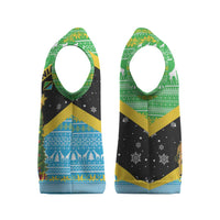 Tanzania Christmas Knitted V-Neck Vest with Giraffe Christmas Tree Snowflakes and Flag - Wonder Print Shop