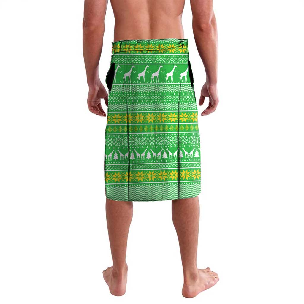 Tanzania Christmas Lavalava with Giraffe Christmas Tree Snowflakes and Flag - Wonder Print Shop