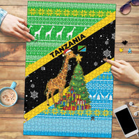 Tanzania Christmas Puzzle with Giraffe Christmas Tree Snowflakes and Flag - Wonder Print Shop