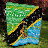 Tanzania Christmas Quilt with Giraffe Christmas Tree Snowflakes and Flag - Wonder Print Shop