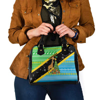 Tanzania Christmas Shoulder Handbag with Giraffe Christmas Tree Snowflakes and Flag - Wonder Print Shop