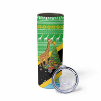 Tanzania Christmas Skinny Tumbler with Giraffe Christmas Tree Snowflakes and Flag - Wonder Print Shop