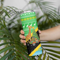 Tanzania Christmas Skinny Tumbler with Giraffe Christmas Tree Snowflakes and Flag - Wonder Print Shop