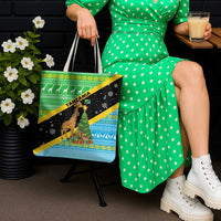 Tanzania Christmas Tote Bag with Giraffe Christmas Tree Snowflakes and Flag - Wonder Print Shop