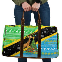 Tanzania Christmas Travel Bag with Giraffe Christmas Tree Snowflakes and Flag - Wonder Print Shop