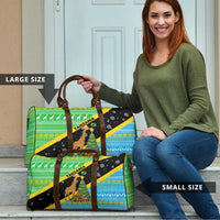 Tanzania Christmas Travel Bag with Giraffe Christmas Tree Snowflakes and Flag - Wonder Print Shop