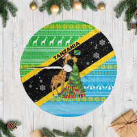 Tanzania Christmas Tree Skirt with Giraffe Christmas Tree Snowflakes and Flag - Wonder Print Shop