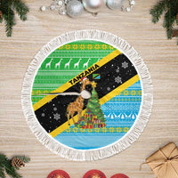 Tanzania Christmas Tree Skirt with Giraffe Christmas Tree Snowflakes and Flag - Wonder Print Shop