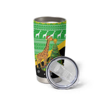 Tanzania Christmas Tumbler Cup with Giraffe Christmas Tree Snowflakes and Flag - Wonder Print Shop