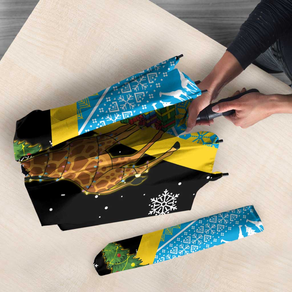 Tanzania Christmas Umbrella with Giraffe Christmas Tree Snowflakes and Flag - Wonder Print Shop