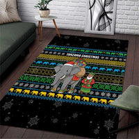 Tanzania Christmas Area Rug with Santa Riding Elephant Snowflakes and Colorful African - Wonder Print Shop