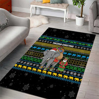 Tanzania Christmas Area Rug with Santa Riding Elephant Snowflakes and Colorful African - Wonder Print Shop
