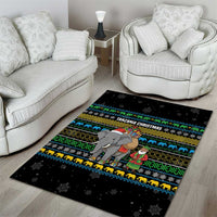 Tanzania Christmas Area Rug with Santa Riding Elephant Snowflakes and Colorful African - Wonder Print Shop