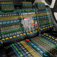 Tanzania Christmas Back Car Seat Cover with Santa Riding Elephant Snowflakes and Colorful African - Wonder Print Shop