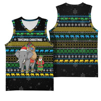 Tanzania Christmas Basketball Jersey with Santa Riding Elephant Snowflakes and Colorful African - Wonder Print Shop