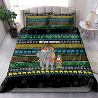 Tanzania Christmas Bedding Set with Santa Riding Elephant Snowflakes and Colorful African - Wonder Print Shop