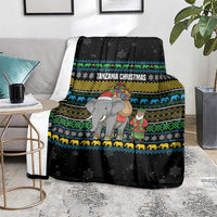 Tanzania Christmas Blanket with Santa Riding Elephant Snowflakes and Colorful African - Wonder Print Shop