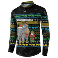 Tanzania Christmas Button Sweatshirt with Santa Riding Elephant Snowflakes and Colorful African - Wonder Print Shop