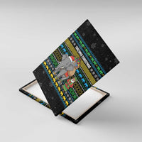 Tanzania Christmas Canvas Wall Art with Santa Riding Elephant Snowflakes and Colorful African - Wonder Print Shop