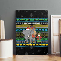 Tanzania Christmas Canvas Wall Art with Santa Riding Elephant Snowflakes and Colorful African - Wonder Print Shop