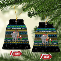 Tanzania Christmas Ceramic Ornament with Santa Riding Elephant Snowflakes and Colorful African - Wonder Print Shop