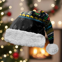 Tanzania Christmas Santa Hat with Santa Riding Elephant Snowflakes and Colorful African - Wonder Print Shop