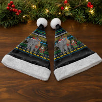 Tanzania Christmas Santa Hat with Santa Riding Elephant Snowflakes and Colorful African - Wonder Print Shop