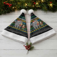 Tanzania Christmas Santa Hat with Santa Riding Elephant Snowflakes and Colorful African - Wonder Print Shop