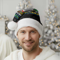 Tanzania Christmas Santa Hat with Santa Riding Elephant Snowflakes and Colorful African - Wonder Print Shop