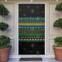 Tanzania Christmas Door Cover with Santa Riding Elephant Snowflakes and Colorful African - Wonder Print Shop