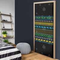 Tanzania Christmas Door Cover with Santa Riding Elephant Snowflakes and Colorful African - Wonder Print Shop