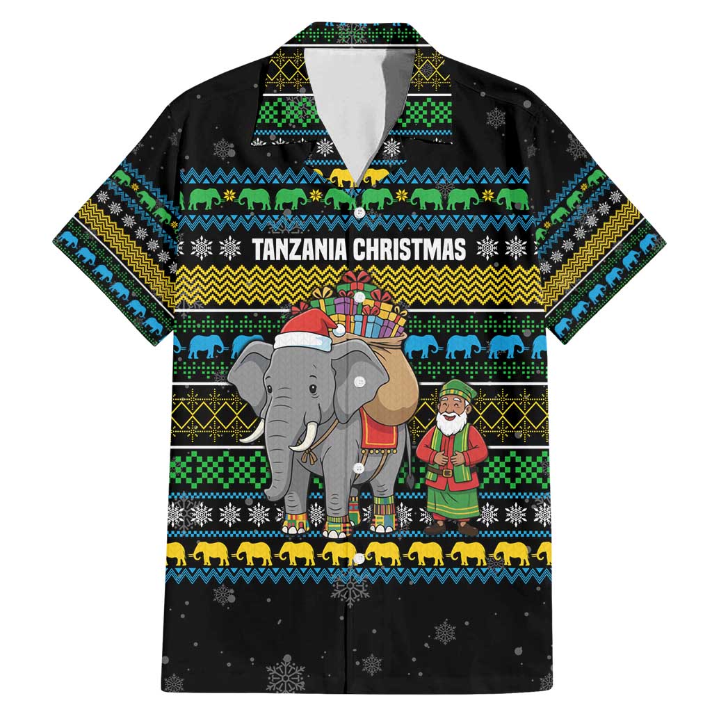 Tanzania Christmas Family Matching Mermaid Dress and Hawaiian Shirt with Santa Riding Elephant Snowflakes and Colorful African - Wonder Print Shop