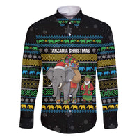 Tanzania Christmas Family Matching Off The Shoulder Long Sleeve Dress and Hawaiian Shirt with Santa Riding Elephant Snowflakes and Colorful African - Wonder Print Shop