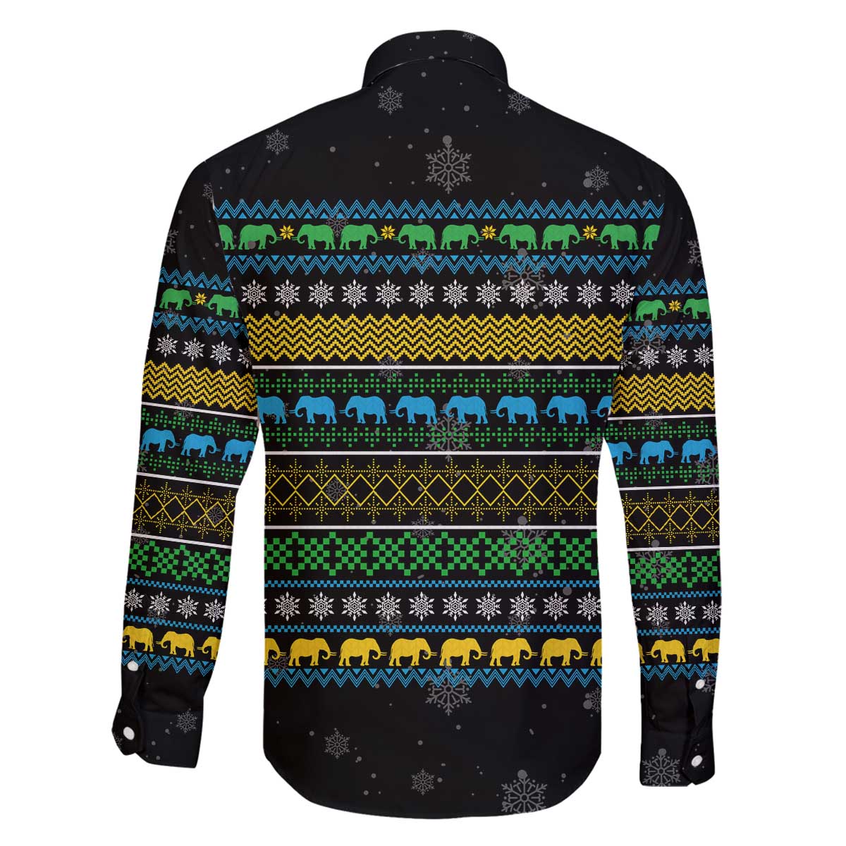 Tanzania Christmas Family Matching Off The Shoulder Long Sleeve Dress and Hawaiian Shirt with Santa Riding Elephant Snowflakes and Colorful African - Wonder Print Shop