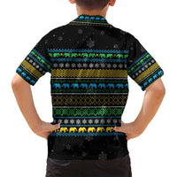 Tanzania Christmas Family Matching Off Shoulder Maxi Dress and Hawaiian Shirt with Santa Riding Elephant Snowflakes and Colorful African - Wonder Print Shop