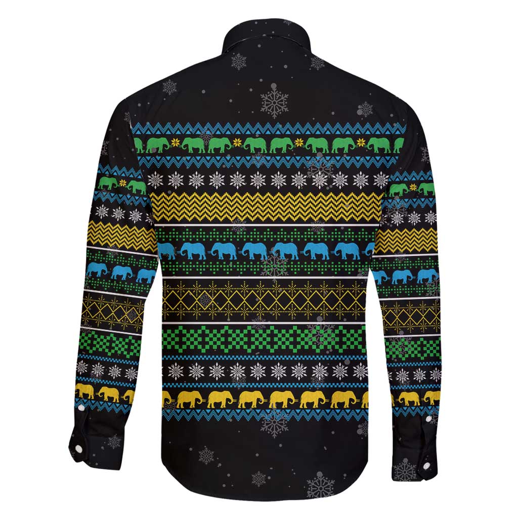 Tanzania Christmas Family Matching Off Shoulder Short Dress and Hawaiian Shirt with Santa Riding Elephant Snowflakes and Colorful African - Wonder Print Shop