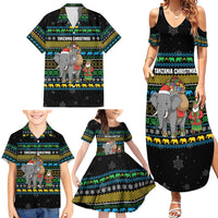 Tanzania Christmas Family Matching Summer Maxi Dress and Hawaiian Shirt with Santa Riding Elephant Snowflakes and Colorful African - Wonder Print Shop