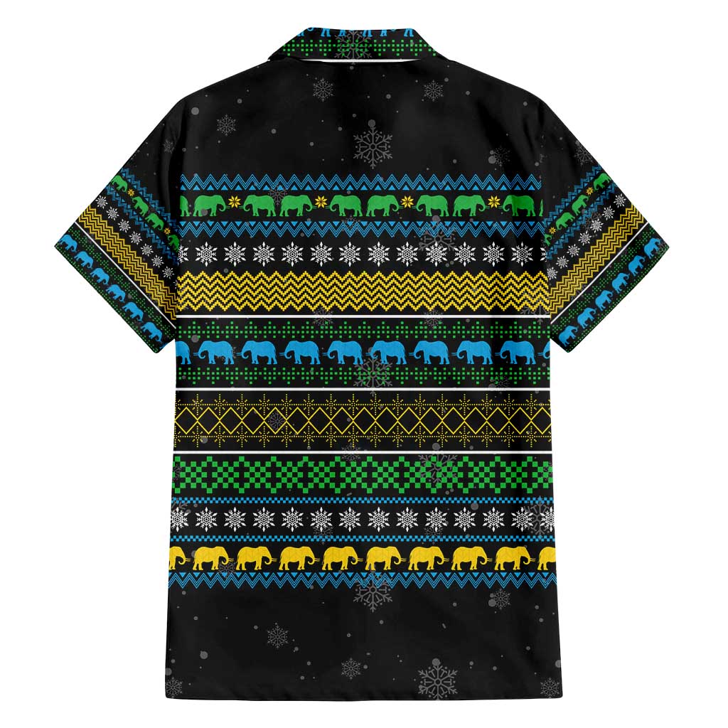 Tanzania Christmas Family Matching Summer Maxi Dress and Hawaiian Shirt with Santa Riding Elephant Snowflakes and Colorful African - Wonder Print Shop