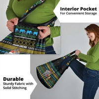 Tanzania Christmas Grocery Bag with Santa Riding Elephant Snowflakes and Colorful African - Wonder Print Shop