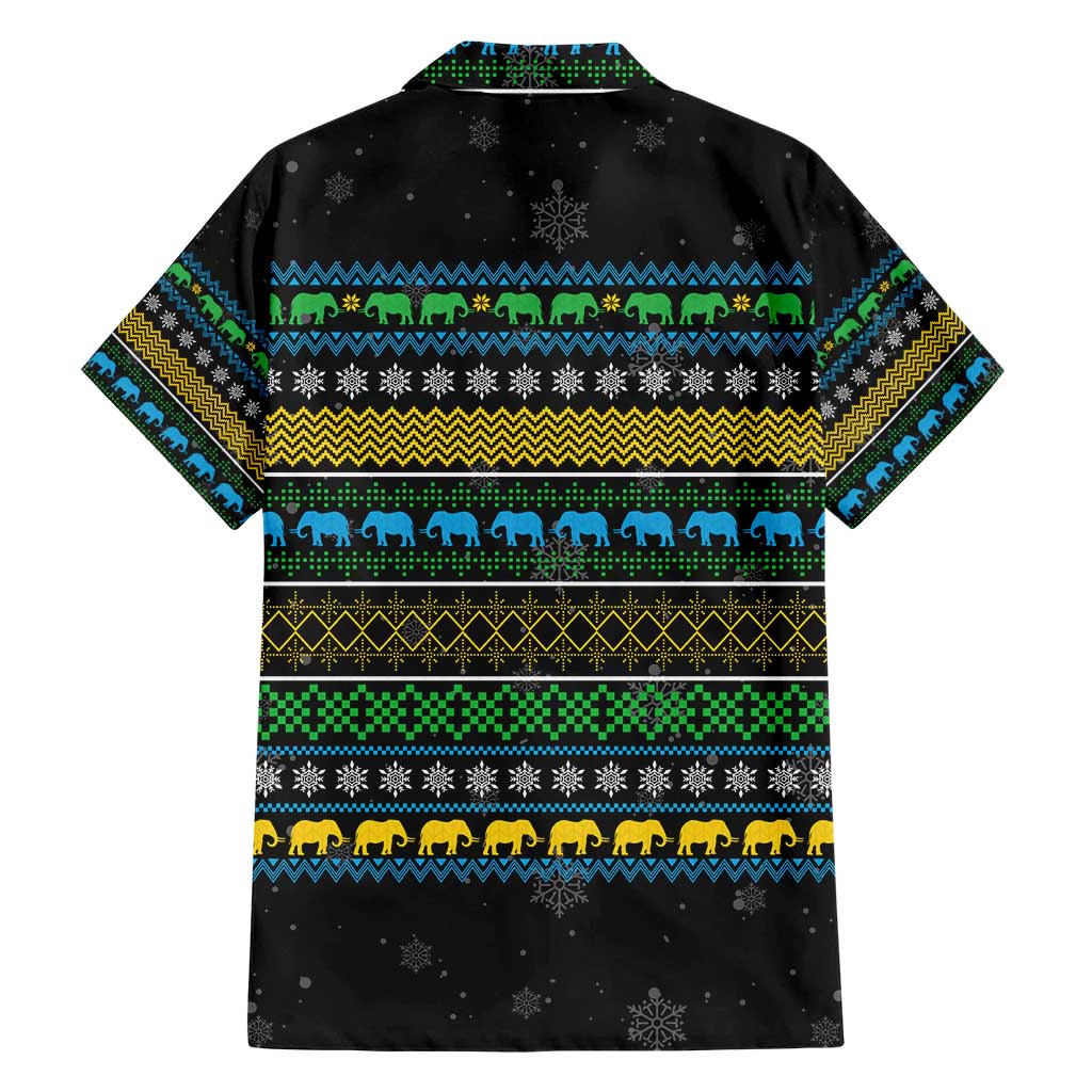 Tanzania Christmas Hawaiian Shirt with Santa Riding Elephant Snowflakes and Colorful African - Wonder Print Shop
