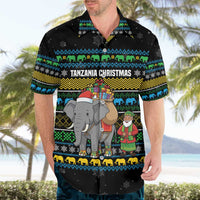 Tanzania Christmas Hawaiian Shirt with Santa Riding Elephant Snowflakes and Colorful African - Wonder Print Shop