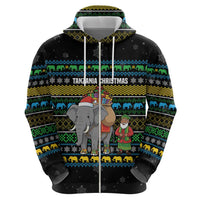 Tanzania Christmas Hoodie with Santa Riding Elephant Snowflakes and Colorful African - Wonder Print Shop