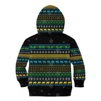 Tanzania Christmas Kid Hoodie with Santa Riding Elephant Snowflakes and Colorful African - Wonder Print Shop