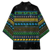 Tanzania Christmas Kimono with Santa Riding Elephant Snowflakes and Colorful African - Wonder Print Shop