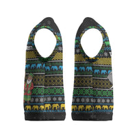 Tanzania Christmas Knitted V-Neck Vest with Santa Riding Elephant Snowflakes and Colorful African - Wonder Print Shop