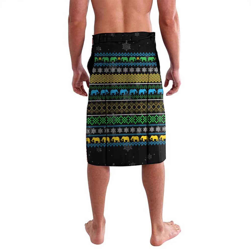 Tanzania Christmas Lavalava with Santa Riding Elephant Snowflakes and Colorful African - Wonder Print Shop